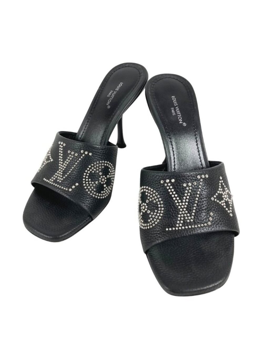 Louis Vuitton Mules 6AM Studs LV Logo Leather Black